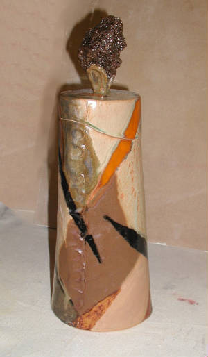 Stoneware pot with lava rock - 2005 (23" H)