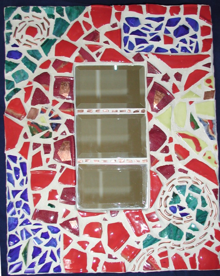 Mosaic Mirror - ceramic, glass, copper
